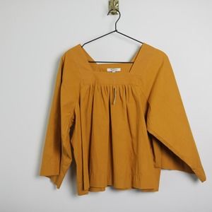 NWT Madewell Golden Yellow Wide Sleeve Oversized Blouse Long Sleeve